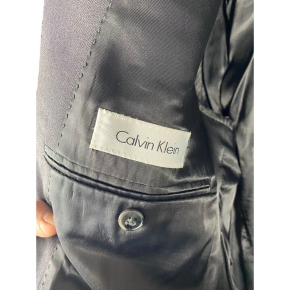 Calvin Klein Suit Jacket Blazer Sport Coat Black 100% Wool 40R 40 Regular Mens - Picture 4 of 6